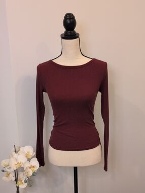 Urban Outfitters Ribbed Long Sleeve Top - Maroon